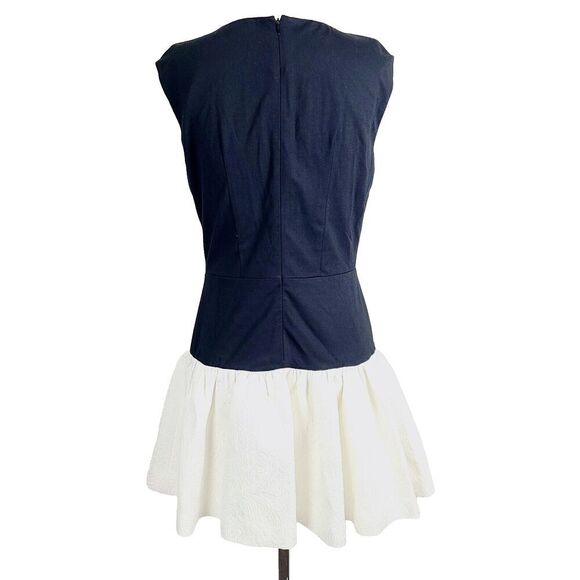 Erin Fetherston Hepburn Dress 8 Black Cream Drop Waist Cap Sleeve Fit & Flare - Picture 5 of 9